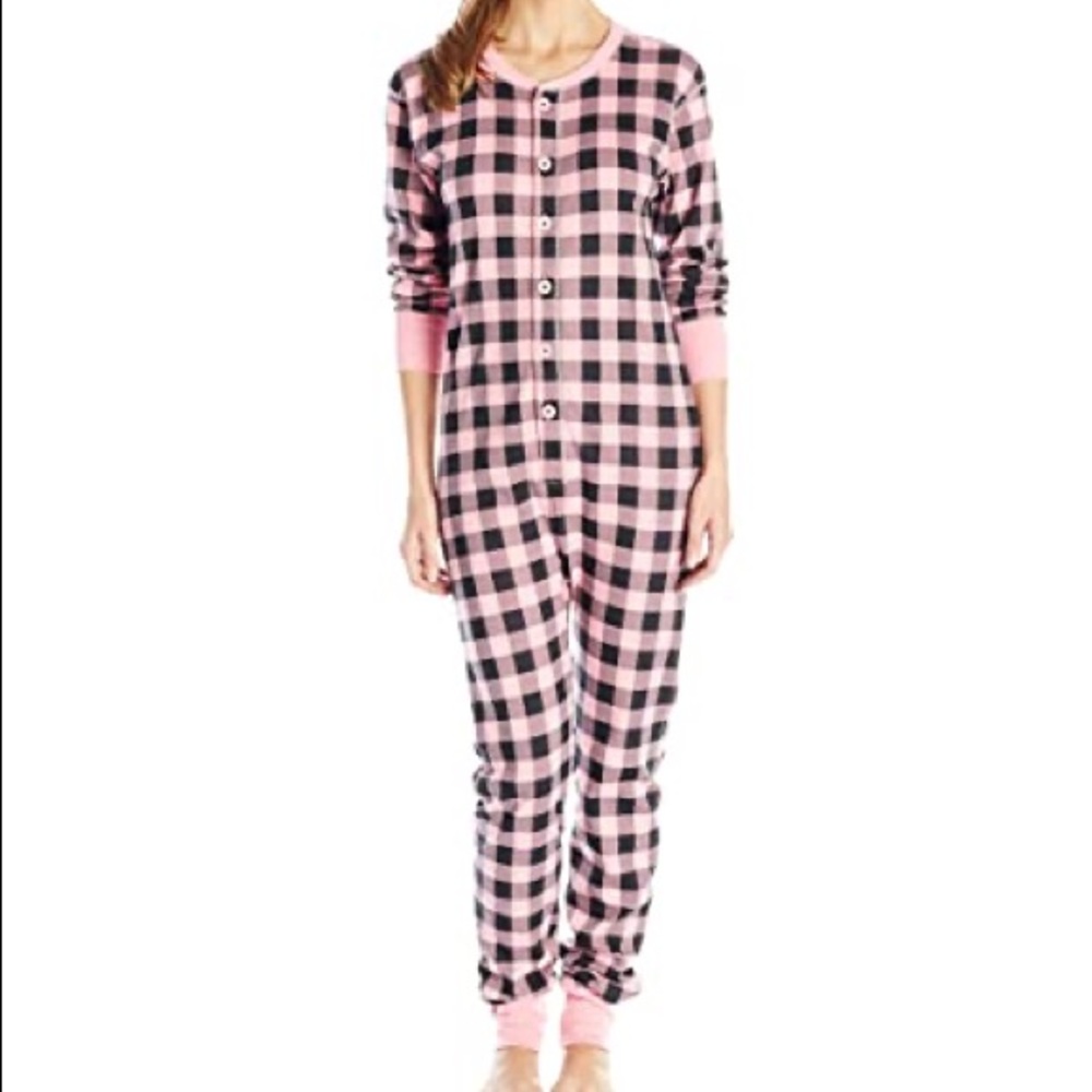 Hatley Pink and Black Plaid Pajama Onesie